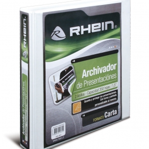 Archivador de Presentación Rhein Carta 2 Anillos 1,5" Blanco  (Solo en Punta Arenas)