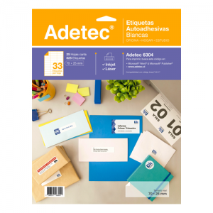 Etiqueta Blanca Mate Adetec 70x25mm Carta 825 Etiquetas  (SA)
