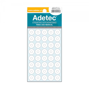 Ojalillos Autoadhesivos de Papel Adetec 400 Etiquetas  (Solo en Punta Arenas)