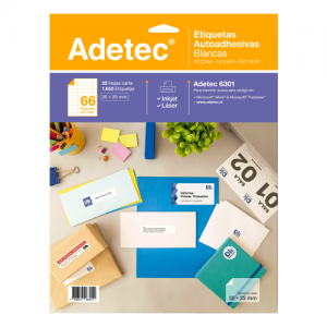 Etiqueta Blanca Mate Adetec 35x25mm Carta 1650 Etiquetas (SA)