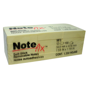 Nota Adhesiva Notefix 653 (34x47mm) Amarillo 12un 100hj  (Disponible Solo en Punta Arenas)