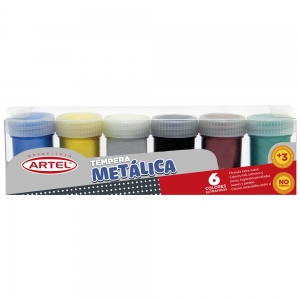 Tempera Artel Metálica 6 Colores 15Ml   (Disponible desde I - IX Región ) (SA)
