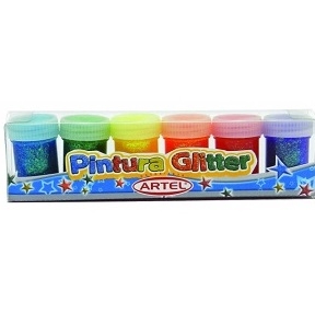 Tempera Artel Glitter 6 Colores 15Ml   (Disponible desde I - IX Región ) (SA)