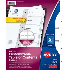 Separador Avery Carta 1-5 Blanca  (Disponible solo en Punta Arenas)