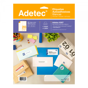 Etiqueta Blanca Mate Adetec 101x25mm Carta 500 Etiquetas  (SA)