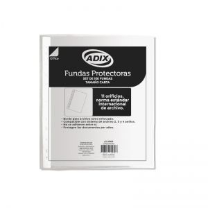 Funda Plástica Adix Carta Borde Blanco 100 Fundas  (Solo en Punta Arenas)